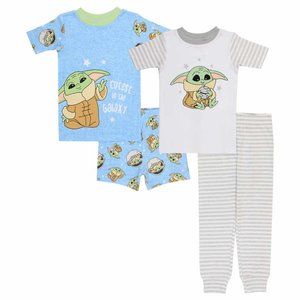 Star Wars Grogu Mandalorian Boys 4-piece Cotton Pajama Set Size 3T